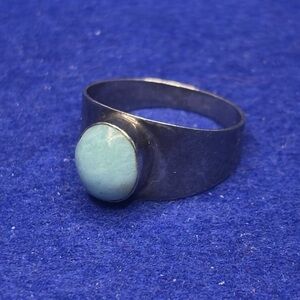 Silver Ring Larimar Stone